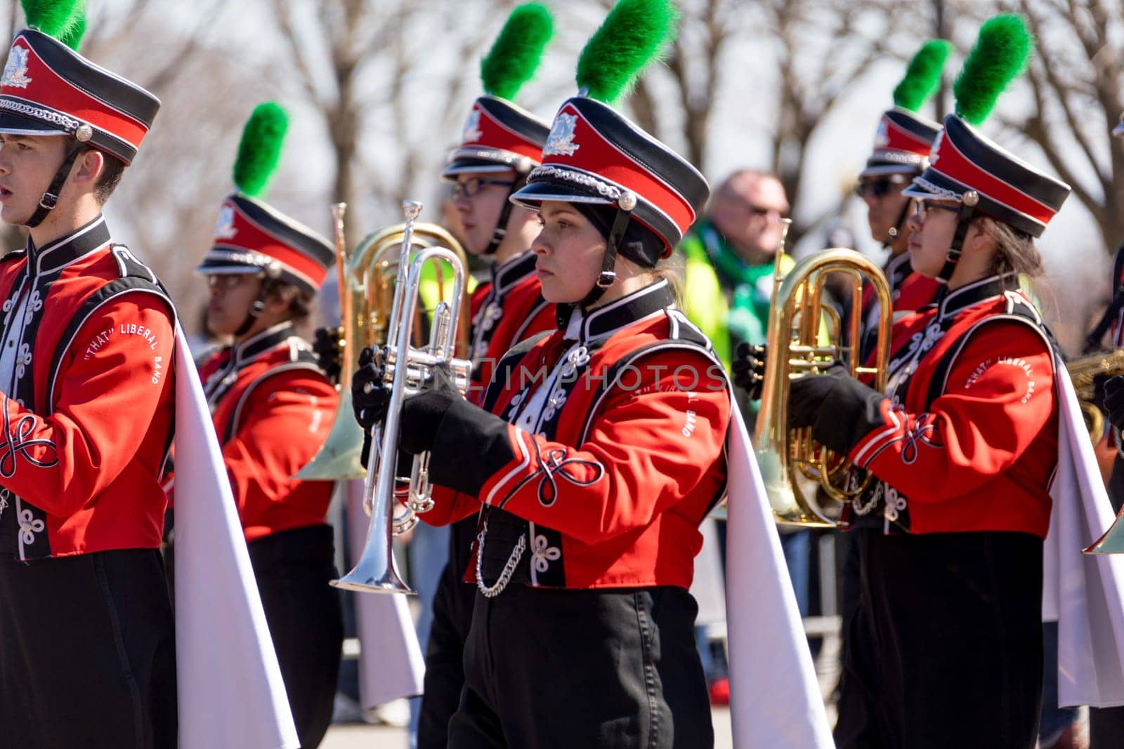 Chicago, Illinois, USA - March 17, 2018, The St. Patrick's Day Parade is a cultural and religious celebration from Ireland in honor of  Saint Patrick.