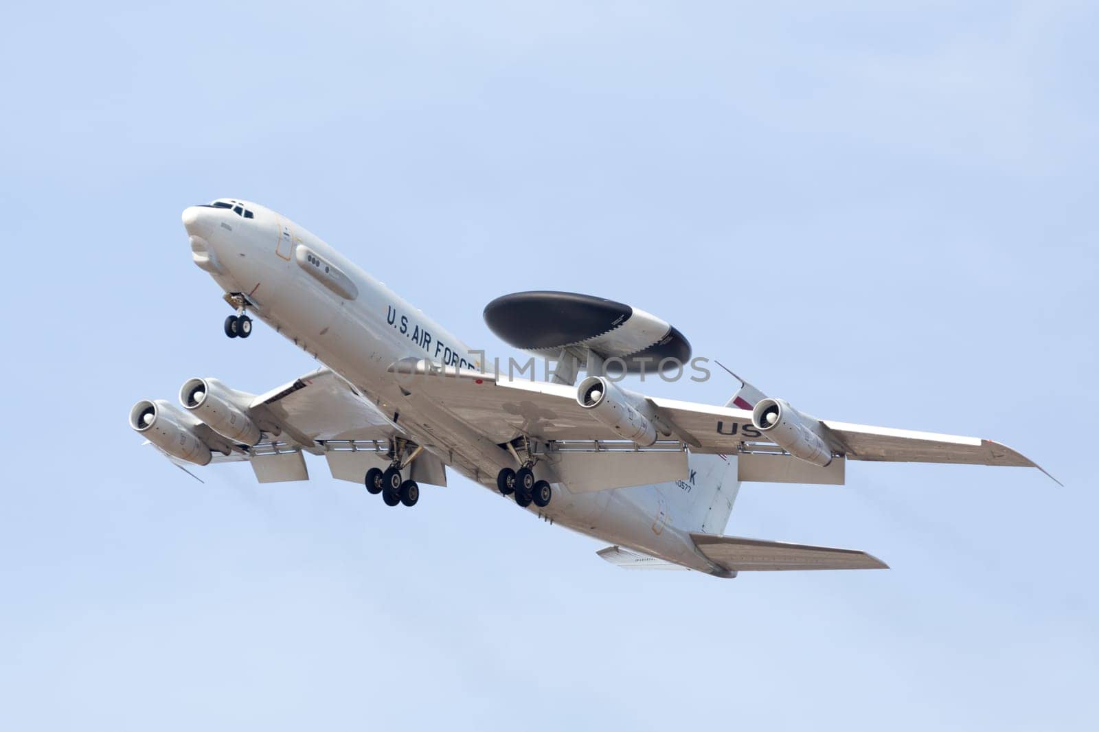 Louisville, Kentucky, USA - April 21, 2018 E-3 Sentry early warning aircraft fly by at the Thunder Over Louisville