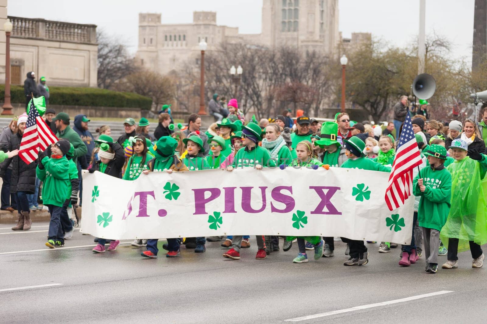 Indianapolis, indiana, USA - March 17, 2017, The St. Patrick’s Day Parade is a cultural and religious celebration from Ireland in honor of  Saint Patrick.