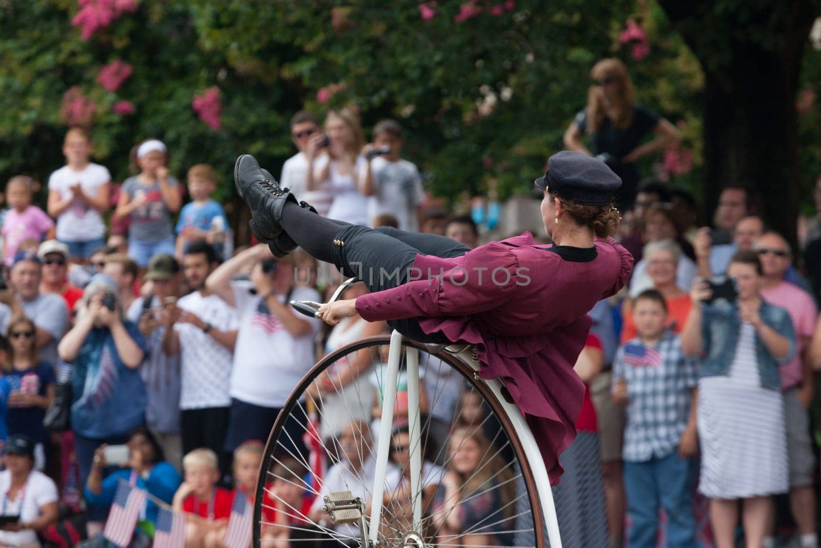 Washington, D.C., USA - July 4, 2015, The National Independence Day Parade is the  Fourth of July Parade in the capital of the United States, it  commemorates the adoption of the Declaration of Independence, only selected schools, and other groups participate.