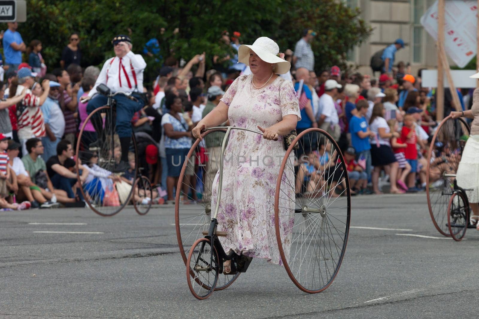 Washington, D.C., USA - July 4, 2015, The National Independence Day Parade is the  Fourth of July Parade in the capital of the United States, it  commemorates the adoption of the Declaration of Independence, only selected schools, and other groups participate.