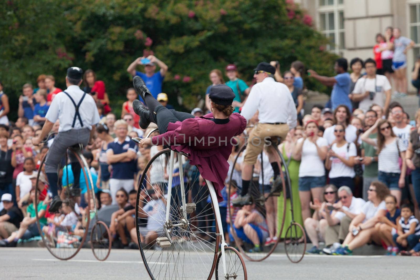 Washington, D.C., USA - July 4, 2015, The National Independence Day Parade is the  Fourth of July Parade in the capital of the United States, it  commemorates the adoption of the Declaration of Independence, only selected schools, and other groups participate.