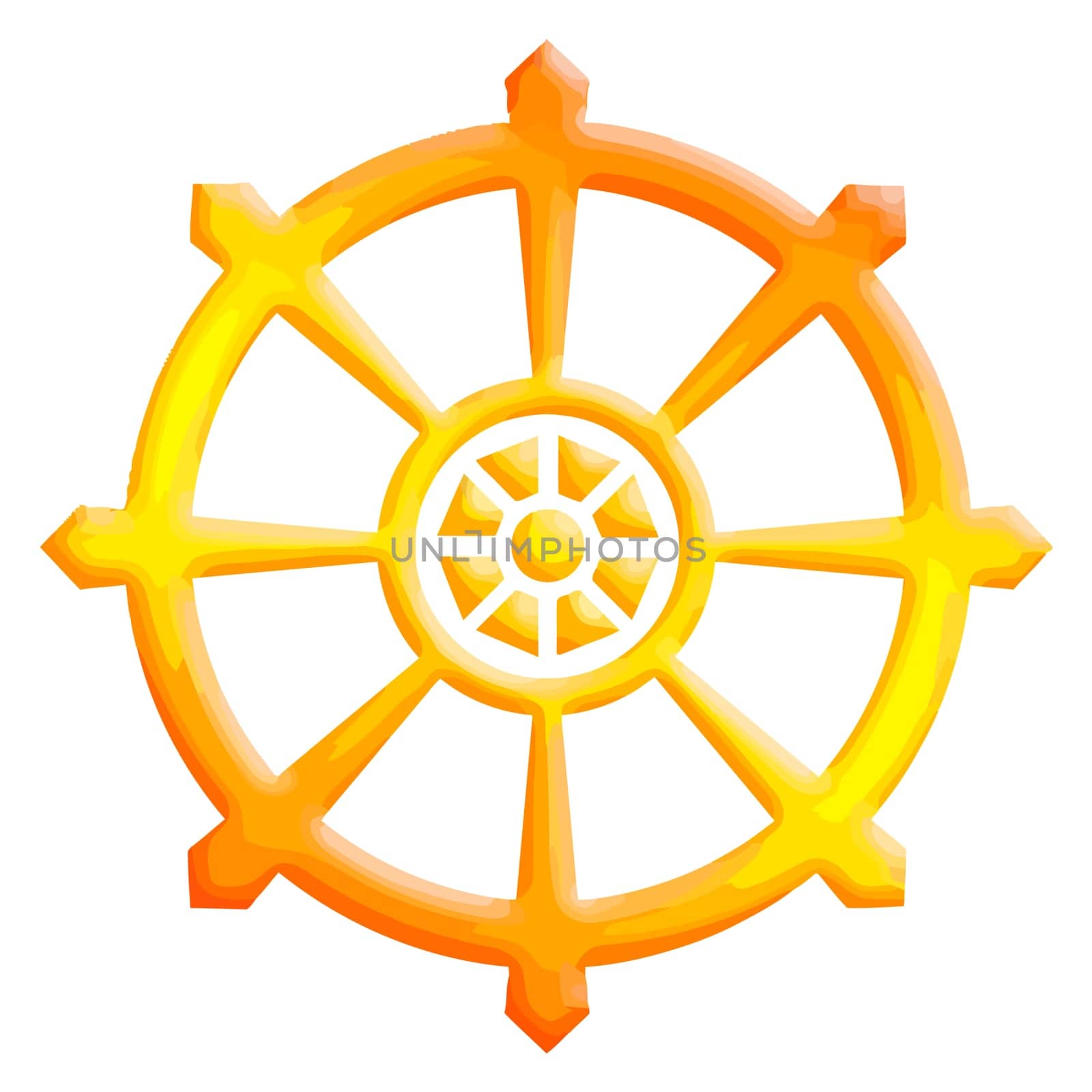 chakra buddhism wheel of dharma yellow illustration