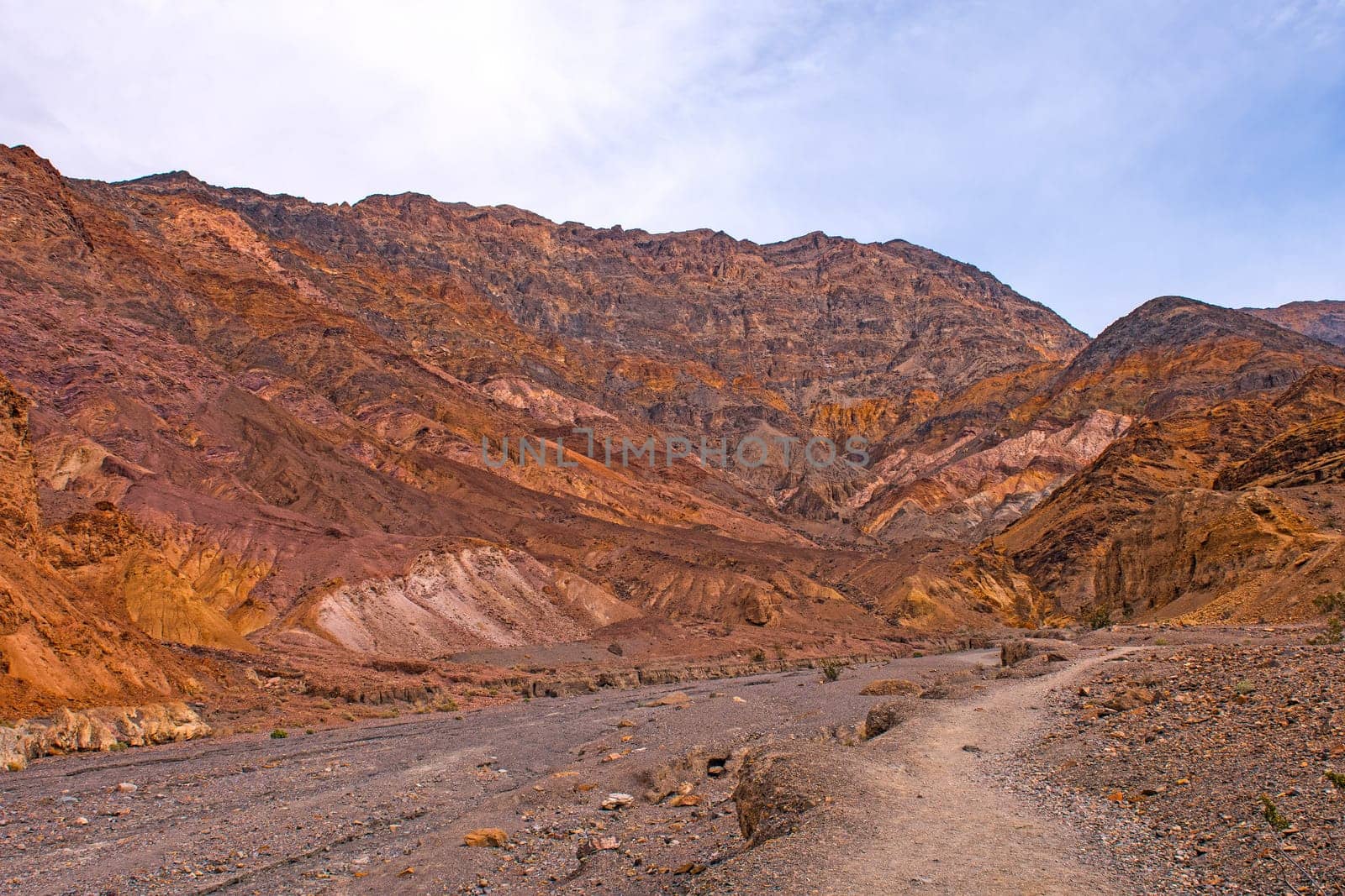 Colorful Ridge above a Desert Canyon in Mosaic Canyon in Death Valley National Park in California
