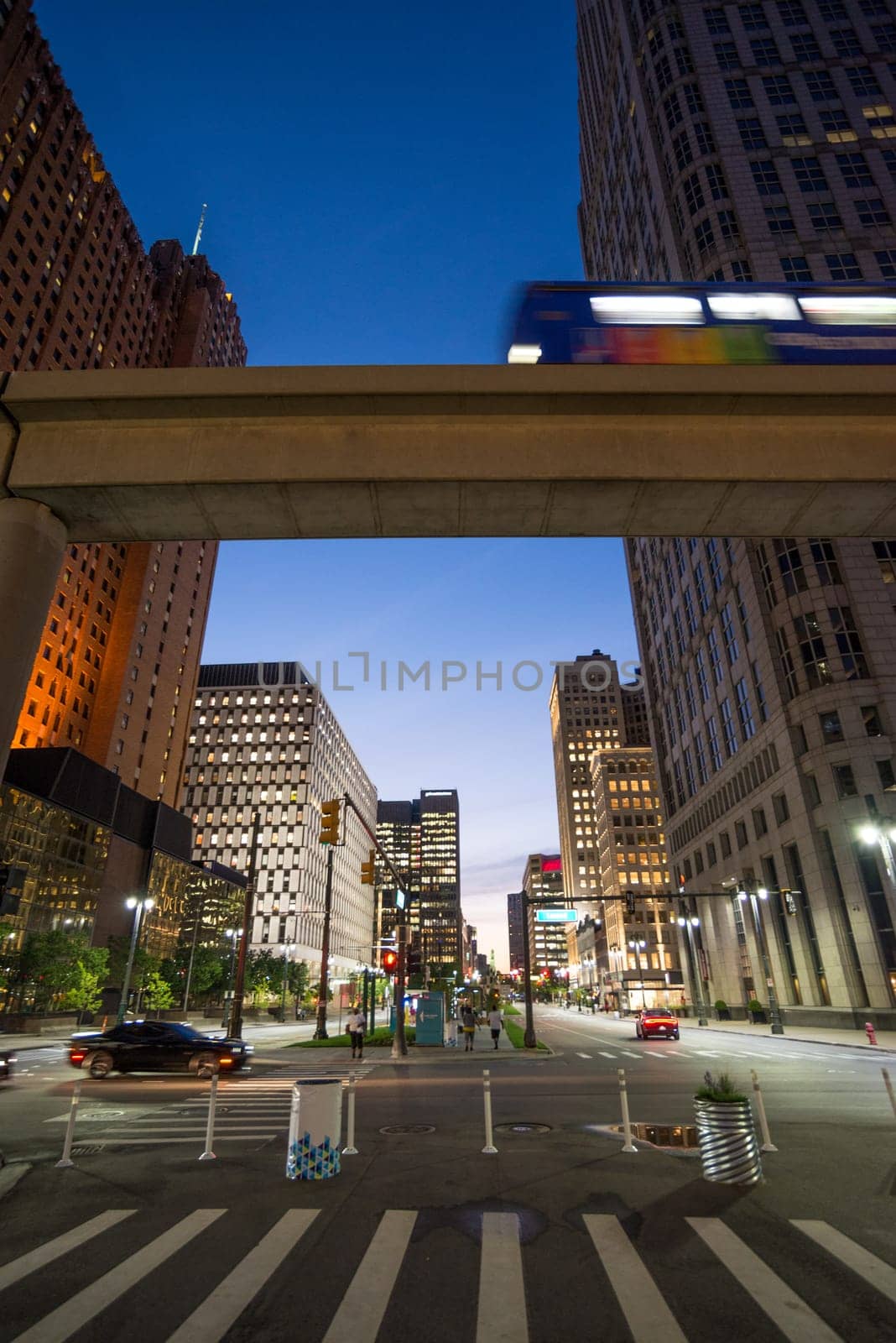 Street view of downtown area of Detroit