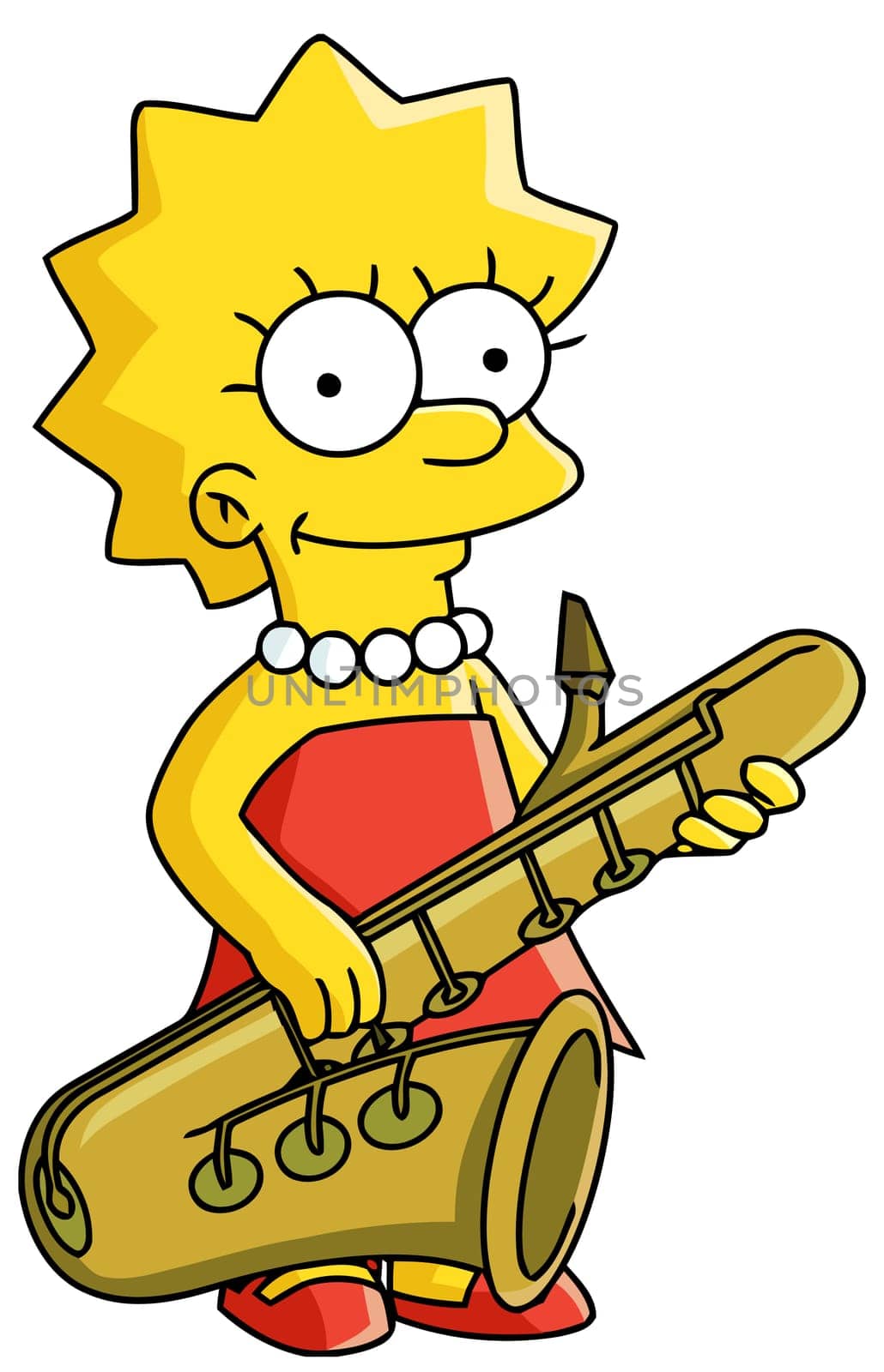 Lisa Simpson playing saxophone character illustration cartoon