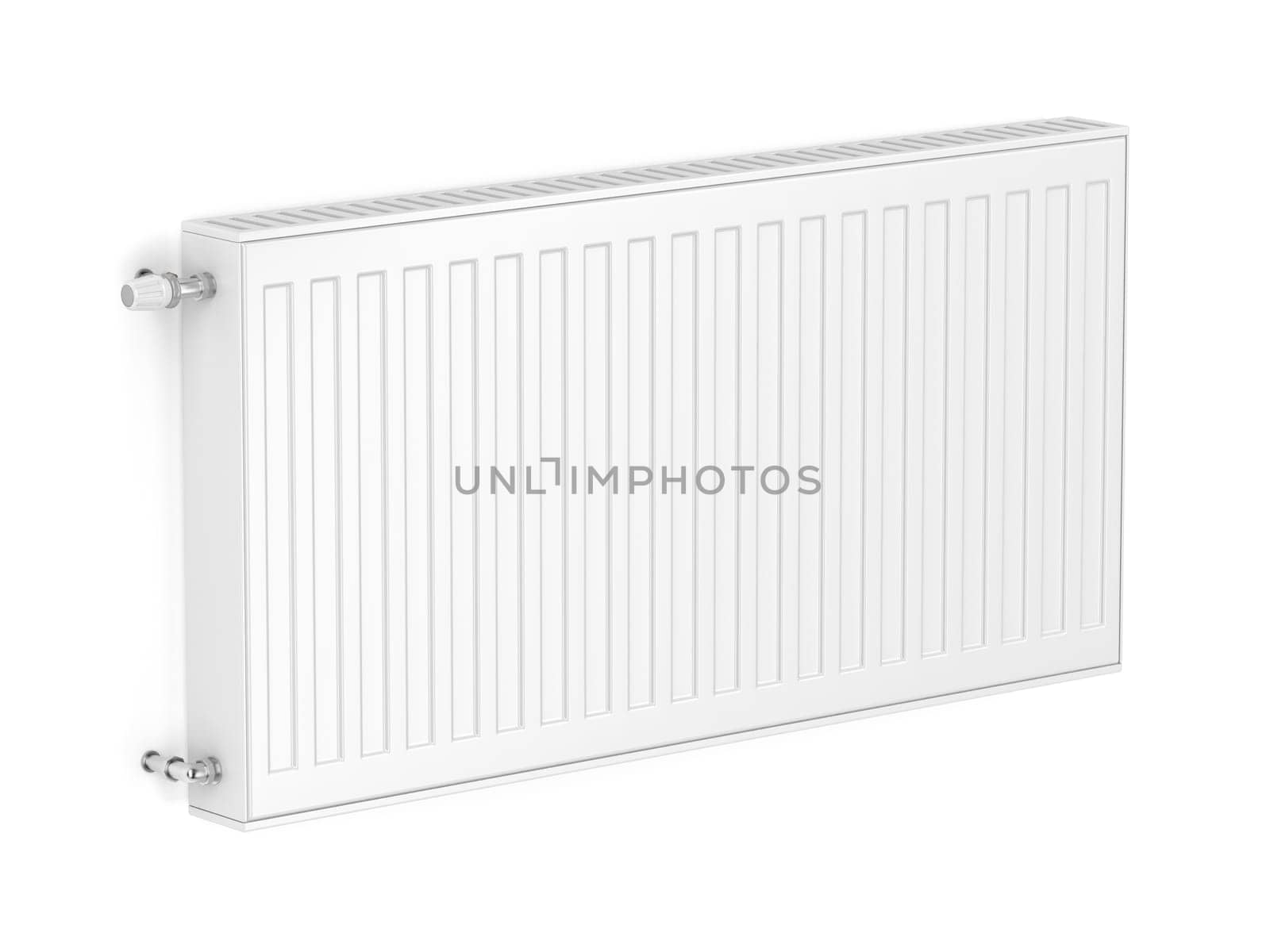 White heating radiator attached on wall