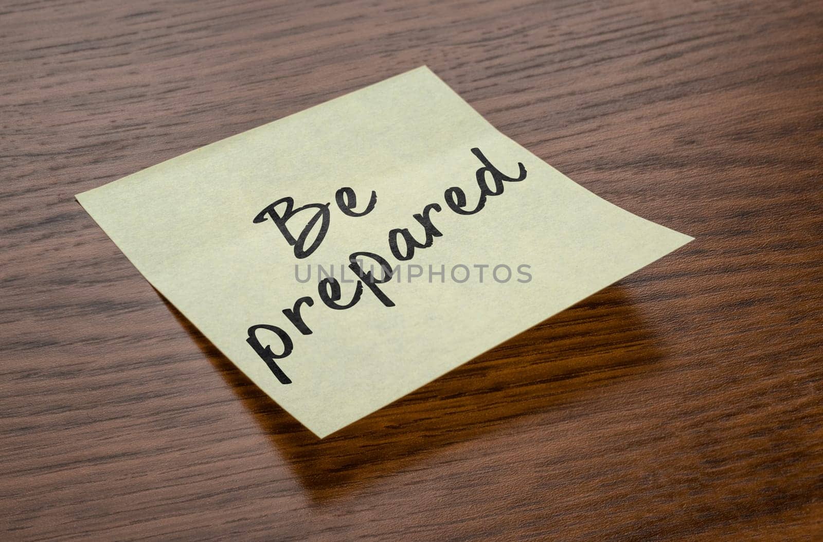 Sticky note with the text Be prepared