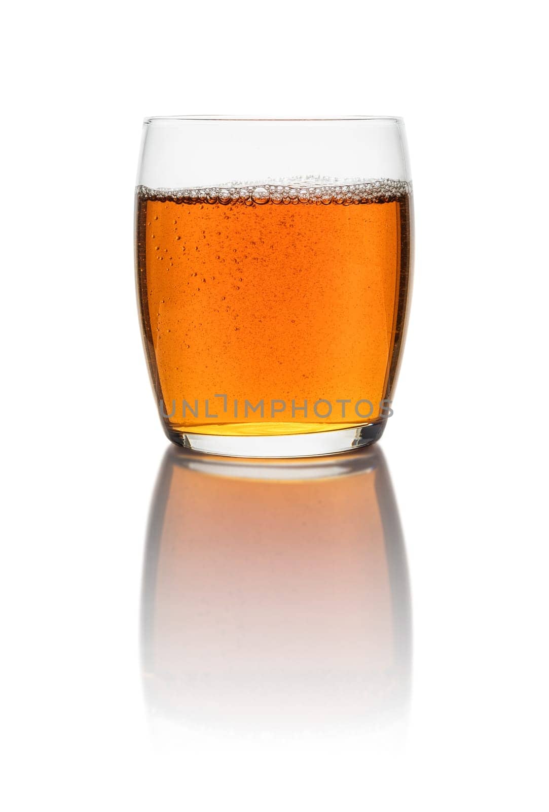 A glass with iced tea on a white background