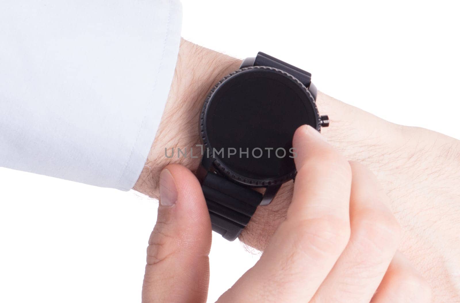Black smartwatch isolated on a white background
