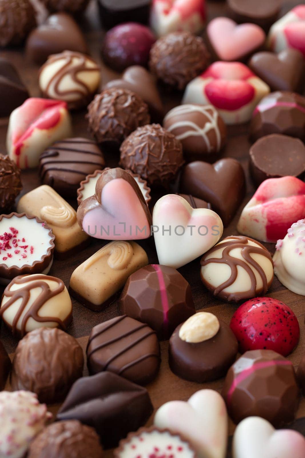 Assortment of delicious gourmet chocolates and truffles