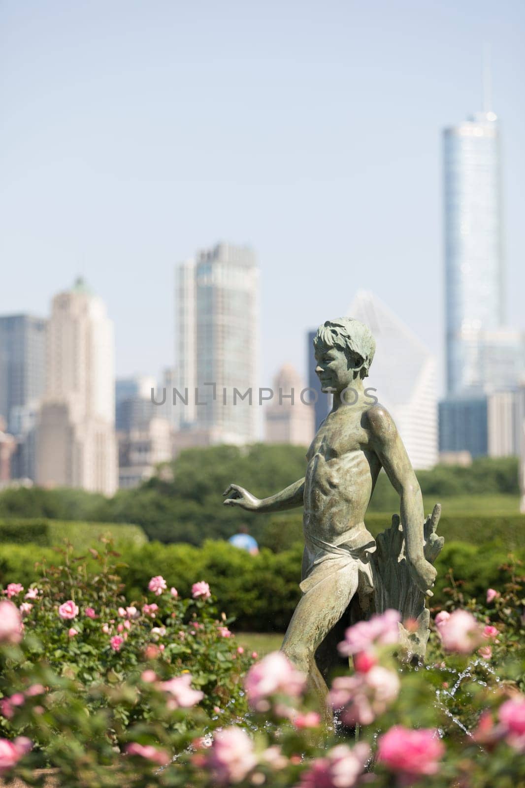 Portrait of Turtle Boy statue at Grant Park Chicago