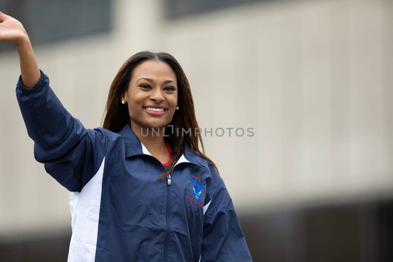 Indianapolis, Indiana, USA - September 22, 2018: The Circle City Classic Parade, African american cheerleader from Howard University Bison Cheerleading walking down the street parade