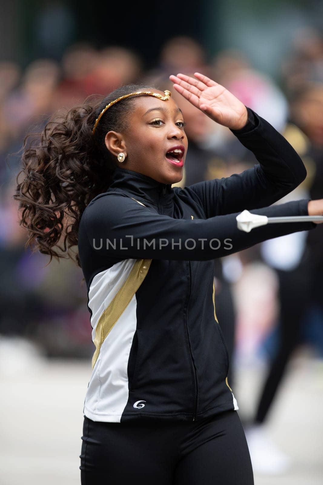 Houston, Texas, USA - November 22, 2018 The H-E-B Thanksgiving Day Parade, Texas Youth Academy Original Thunder Cheerleaders dancing at the parade