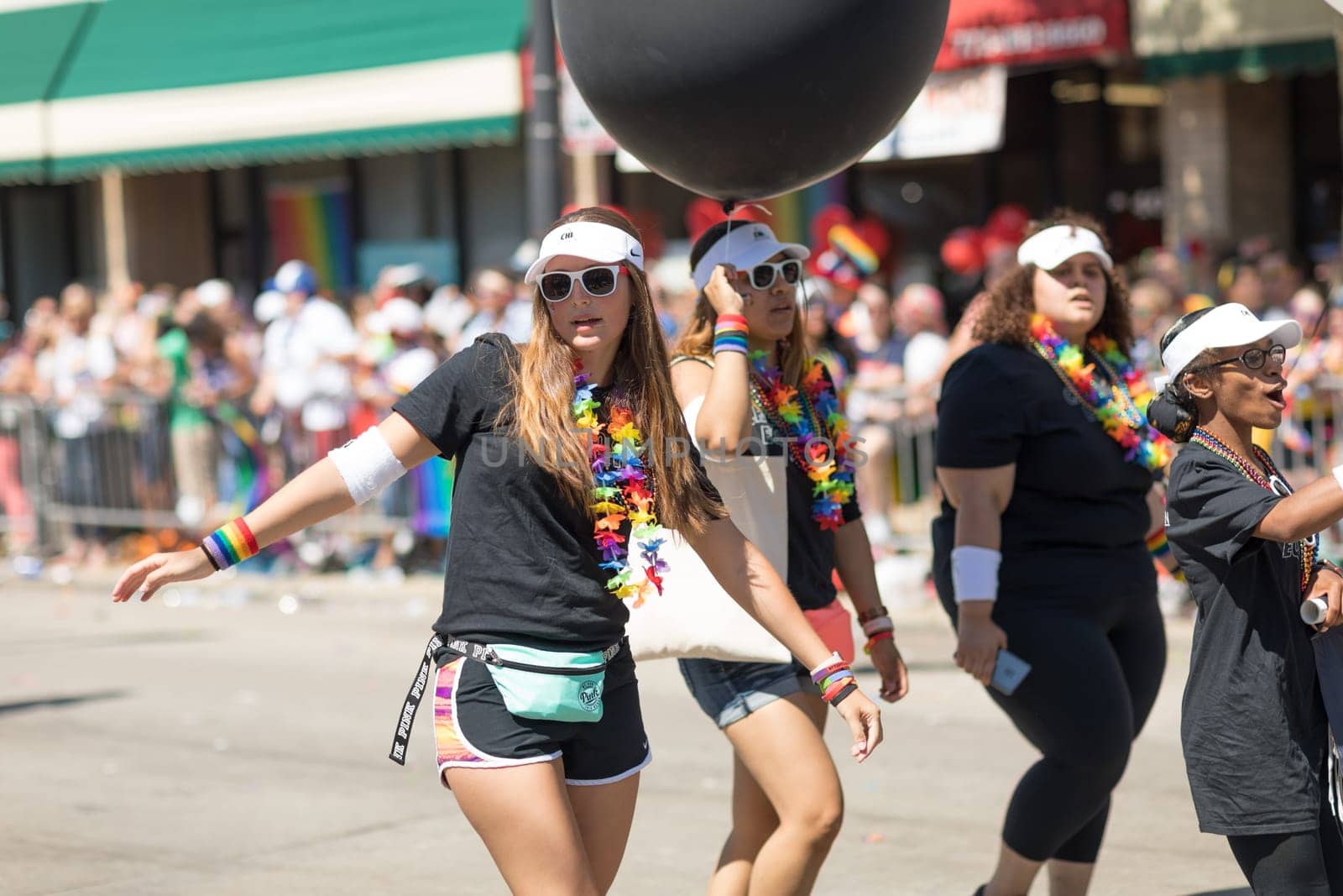 Chicago, Illinois, USA - June 24, 2018: the LGBTQ Pride Parade, People wearing colorfull outfits, celebrating on the streets of Chicago