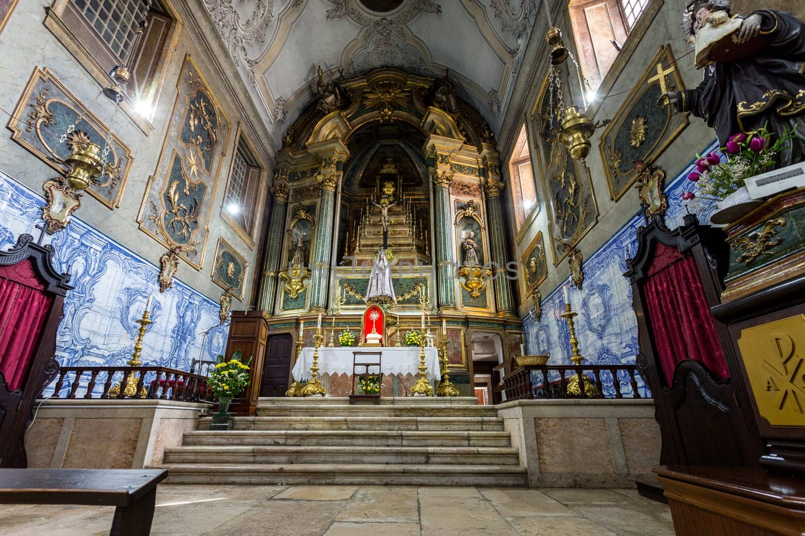View of the main chapel of the Church of the Flamengas at the Convent of Our Lady of Quietude, in Alcantara, Lisbon, Portugal