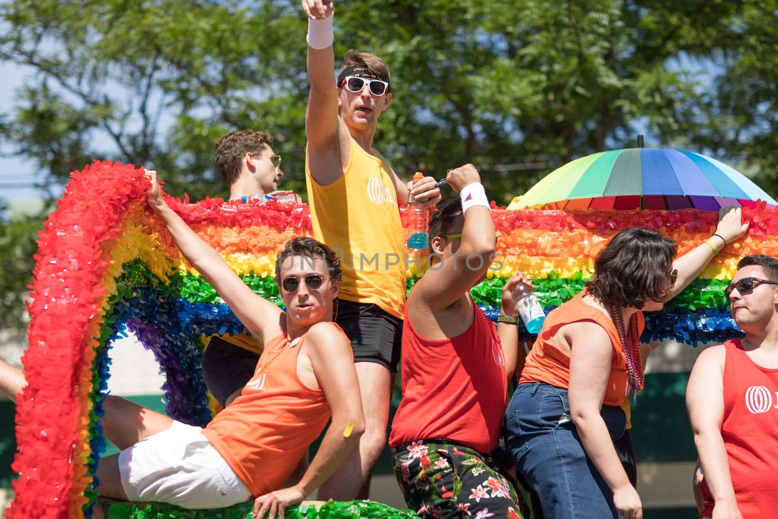 Chicago, Illinois, USA - June 24, 2018: the LGBTQ Pride Parade, People wearing colorfull outfits, celebrating on the streets of Chicago