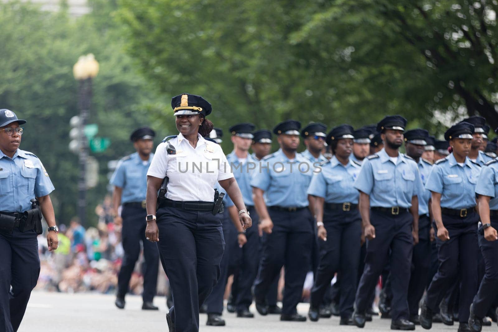 Washington, D.C., USA - July 4, 2018, Members of the Metropolitan Police Department Cadet Corps marching at the National Independence Day Parade