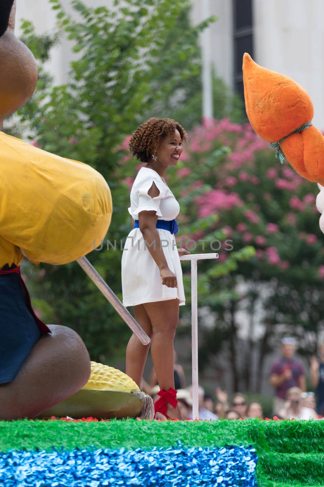 Washington, D.C., USA - July 4, 2018, The National Independence Day Parade, Group of beauty queens on a float going down constitution avenue
