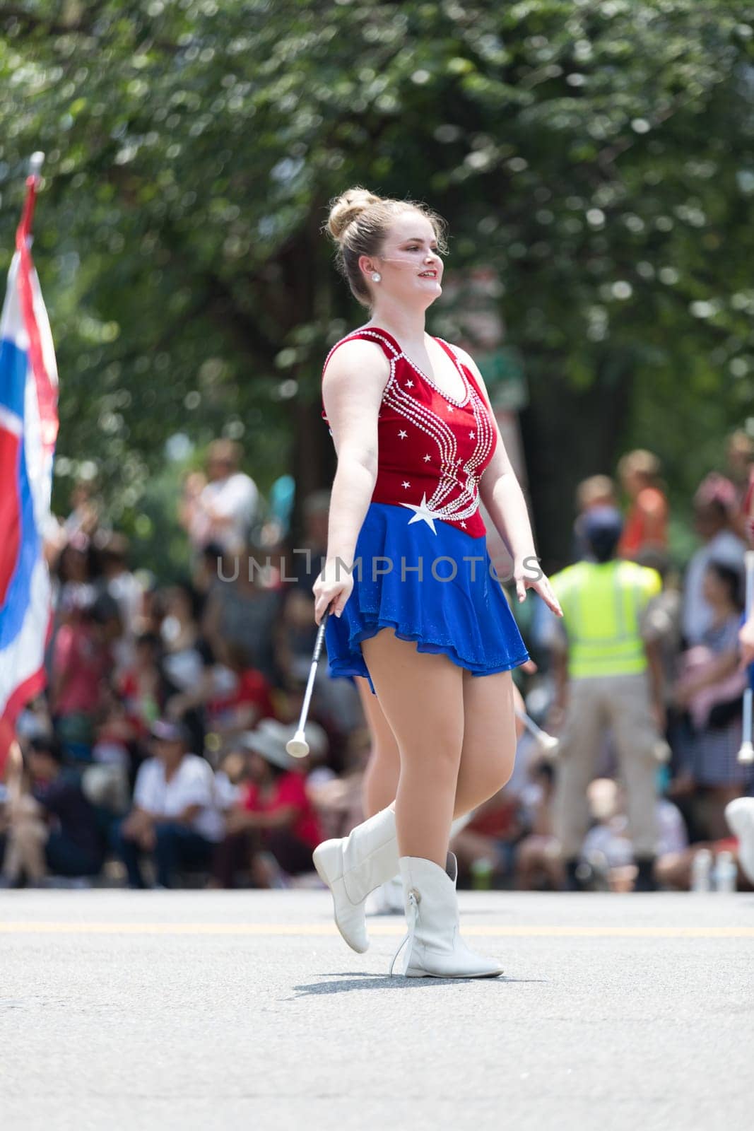 Washington, D.C., USA - July 4, 2018, The National Independence Day Parade, White Oak High School, Regiment of Roughnacks, Marching Band from White Oak, Texas