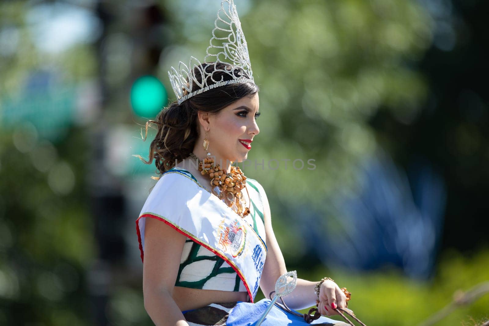 Washington, D.C., USA - September 29, 2018: The Fiesta DC Parade, The fiesta DC beauty queen ridding a horse