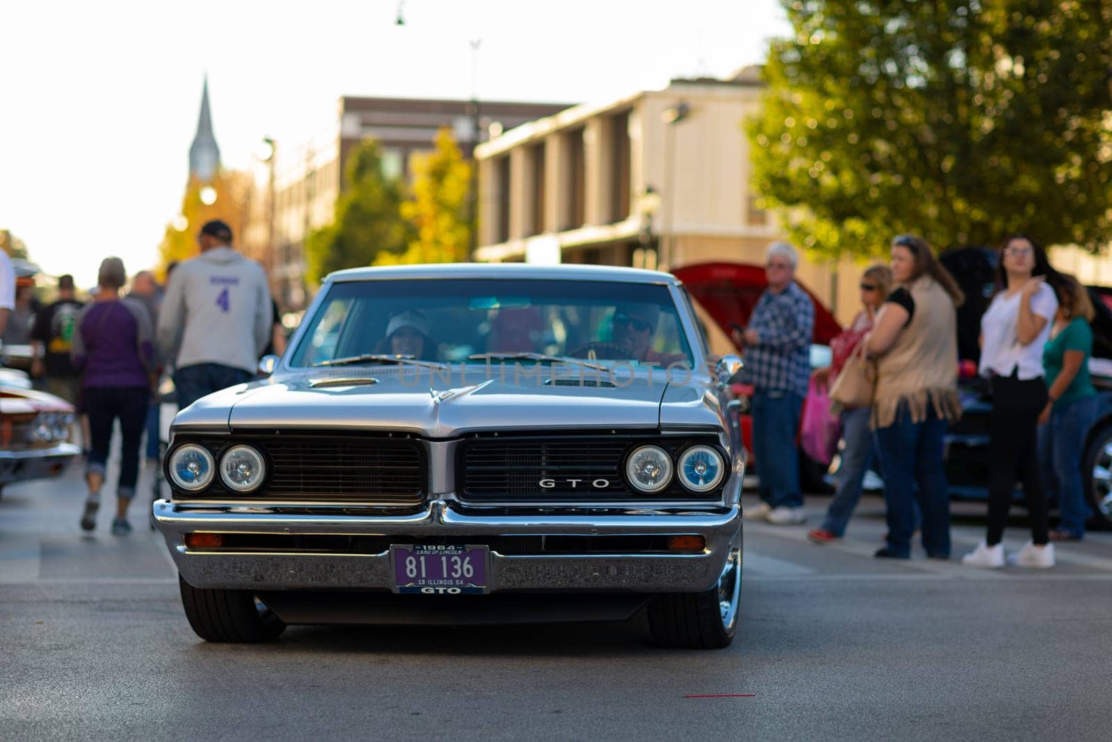 Springfield, Illinois, USA - September 22, 2018: The Route 66 Mother Road Festival, Pontiac GTO being driven on the streets of downtown Springfield