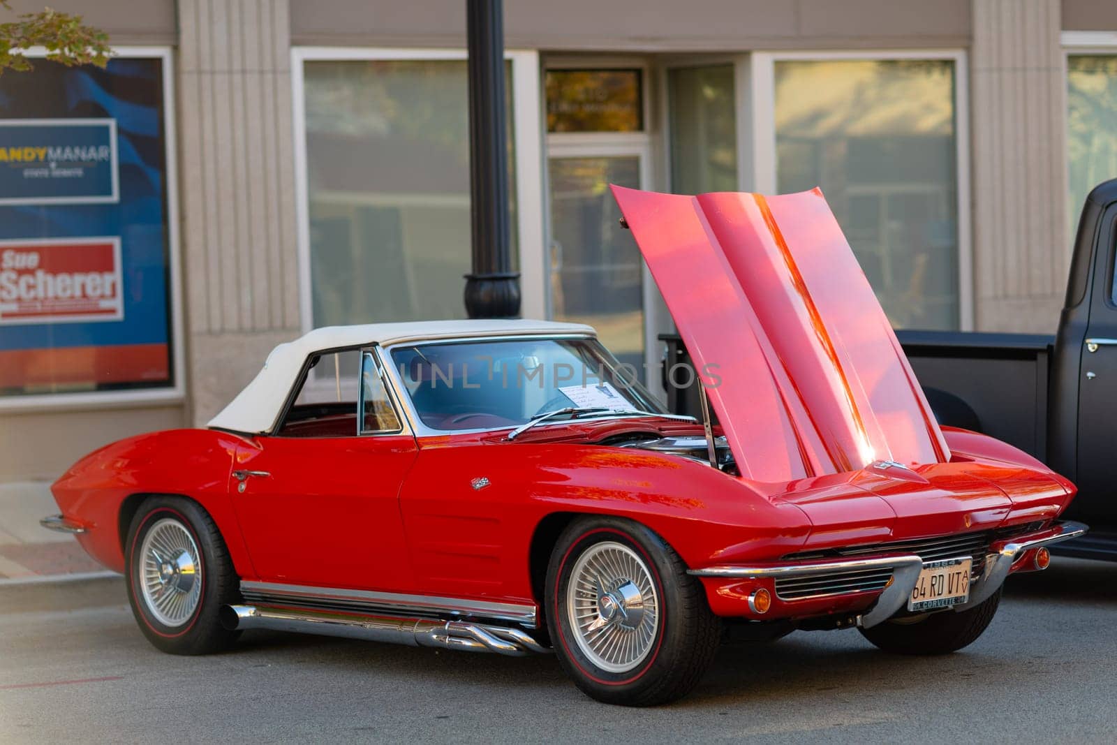 Springfield, Illinois, USA - September 22, 2018: The Route 66 Mother Road Festival, Chevrolet Corvette on the streets of downtown Springfield
