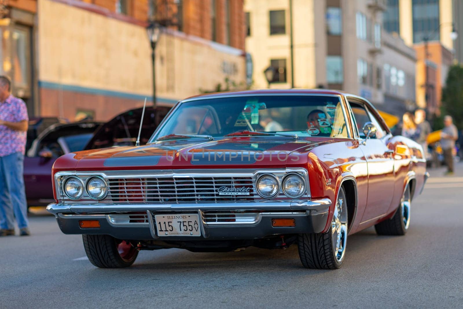 Springfield, Illinois, USA - September 22, 2018: The Route 66 Mother Road Festival, Chevrolet Impala being driven on the streets of downtown Springfield