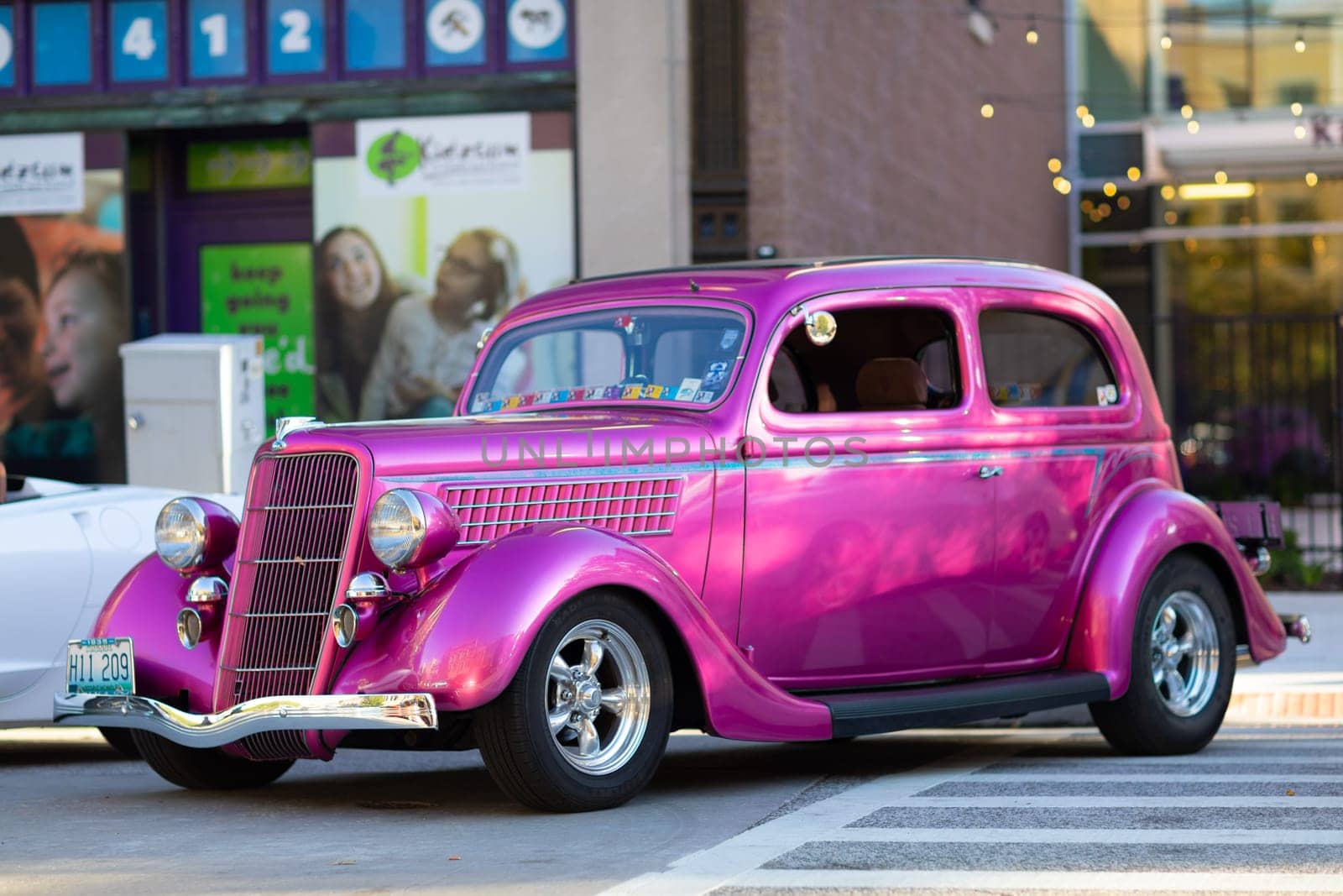 Springfield, Illinois, USA - September 22, 2018: The Route 66 Mother Road Festival, 1935 Ford Tudor Sedan on the streets of downtown Springfield
