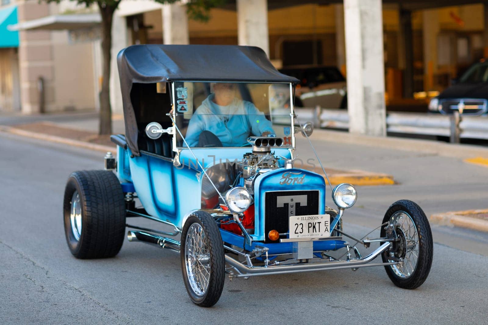 Springfield, Illinois, USA - September 22, 2018: The Route 66 Mother Road Festival, Ford Model T Hot Rod, driven on the streets of downtown Springfield