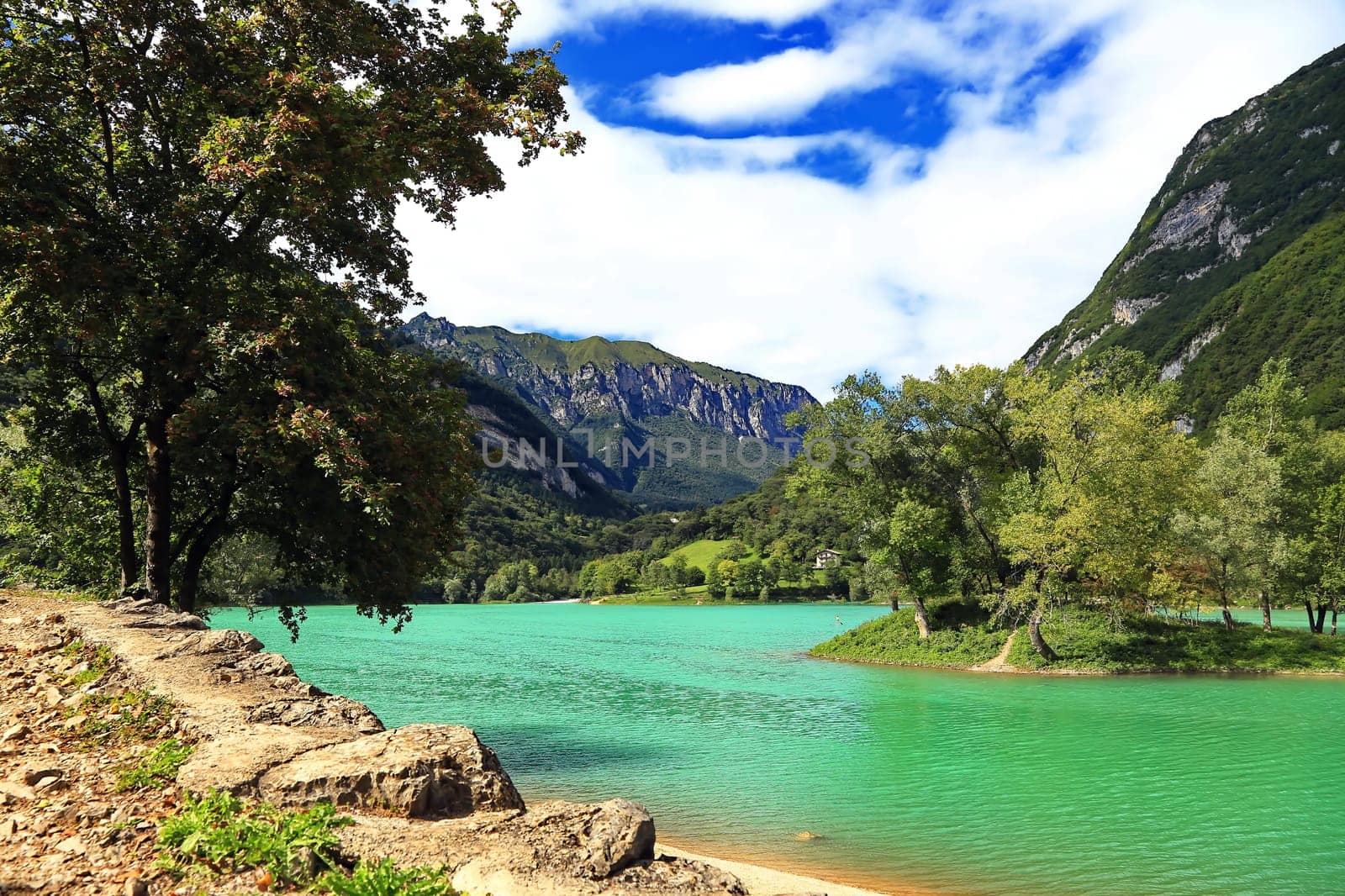 Lake Tenno a mountain lake in Italy at Tenno in Trentino