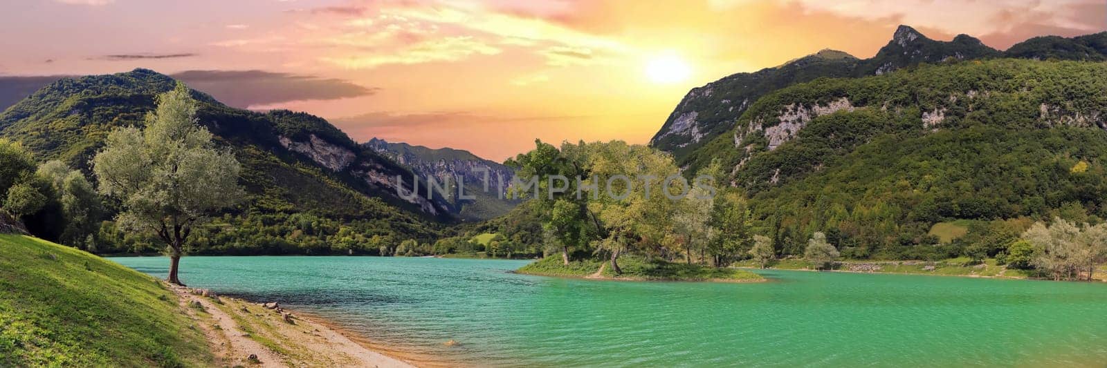 Lake Tenno a mountain lake in Italy at Tenno in Trentino