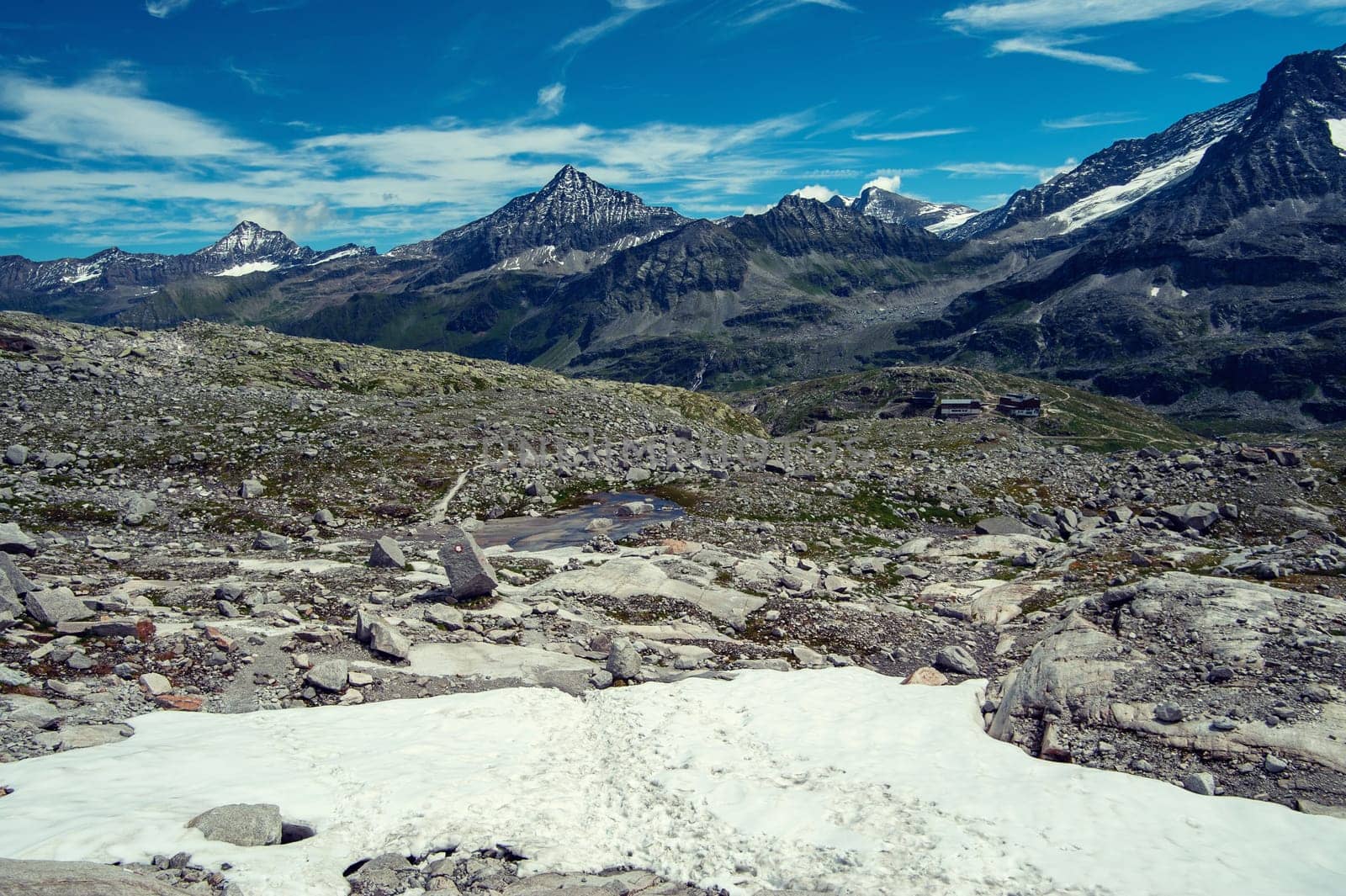 alps landscape,   mountains in front of  blue sky