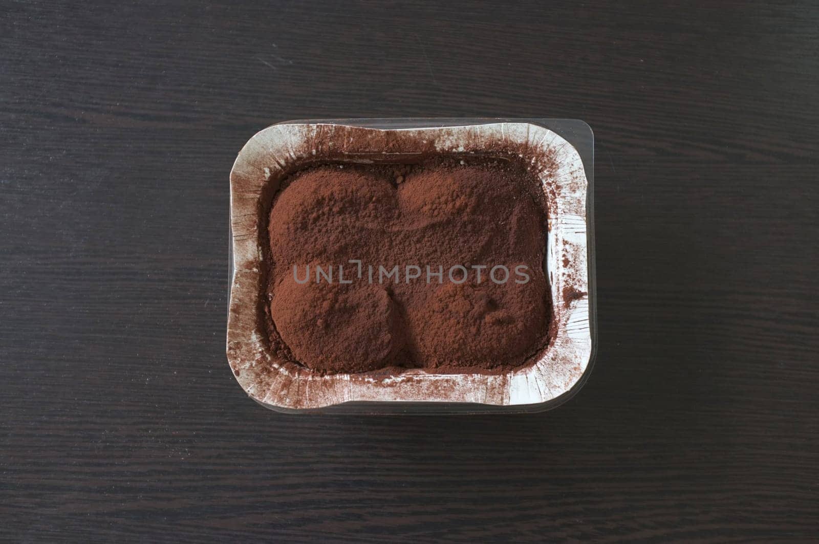 Messy yummy chocolate bun or Chocolate 'dirty' bread  in white box .