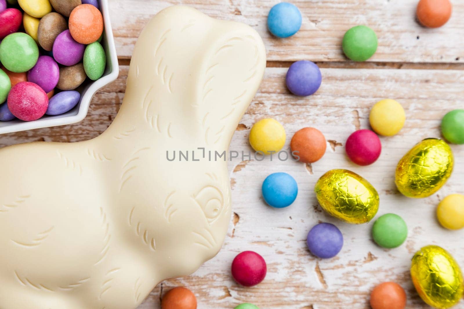 Delicious and traditional white chocolate Easter holiday bunny