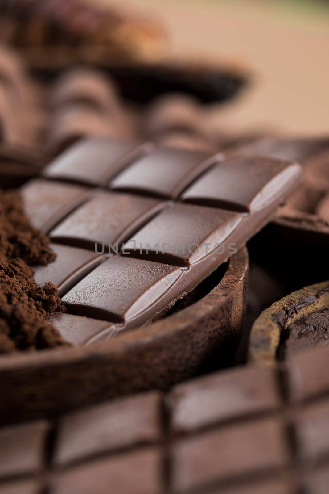 Bars Chocolate , candy sweet, dessert food on natural paper background
