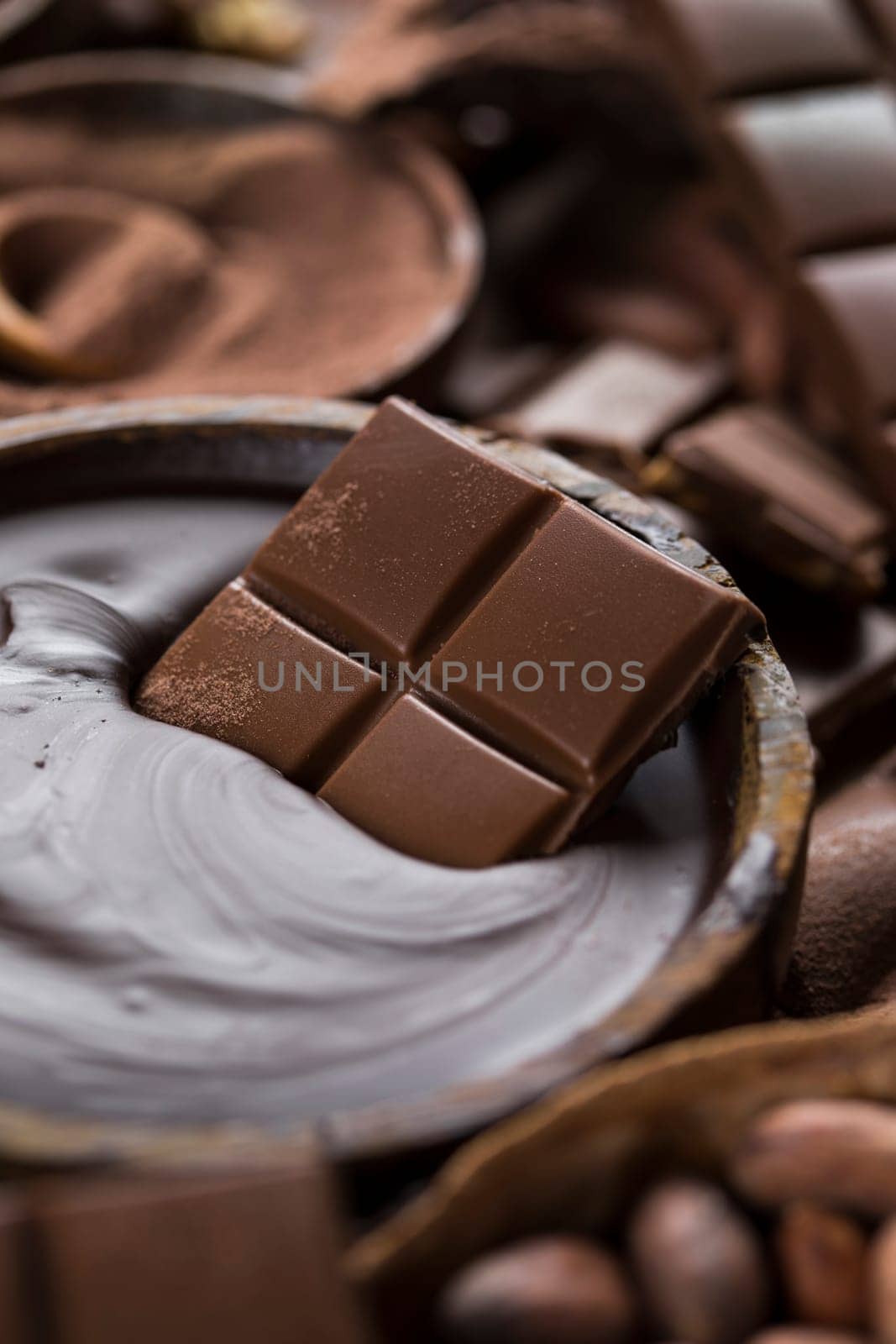 Bars Chocolate , candy sweet, dessert food on natural paper background