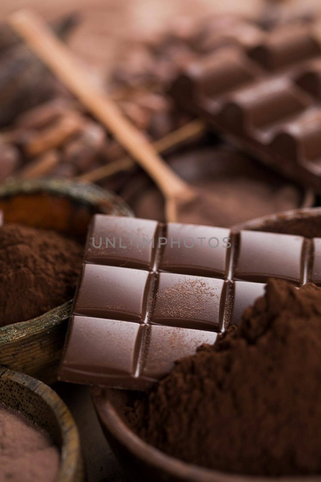 Bars Chocolate , candy sweet, dessert food on natural paper background