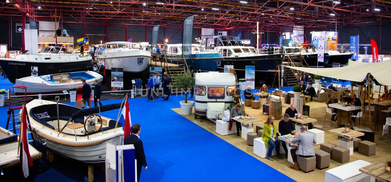 Leeuwarden, The Netherlands - February 8: Boot Holland indoor boat show in WTC Expo, Leeuwarden, The Netherlands.