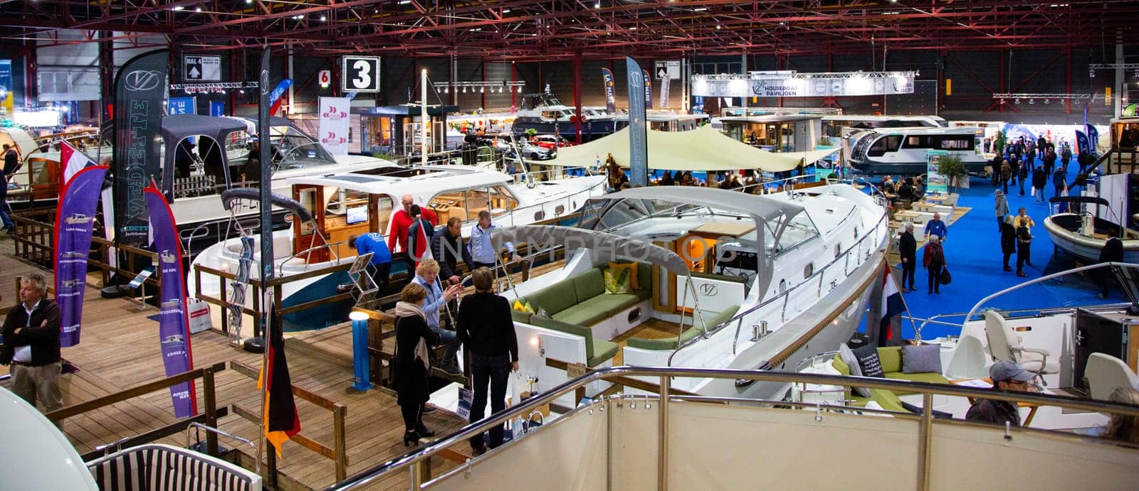 Leeuwarden, The Netherlands - February 8: Boot Holland indoor boat show in WTC Expo, Leeuwarden, The Netherlands.