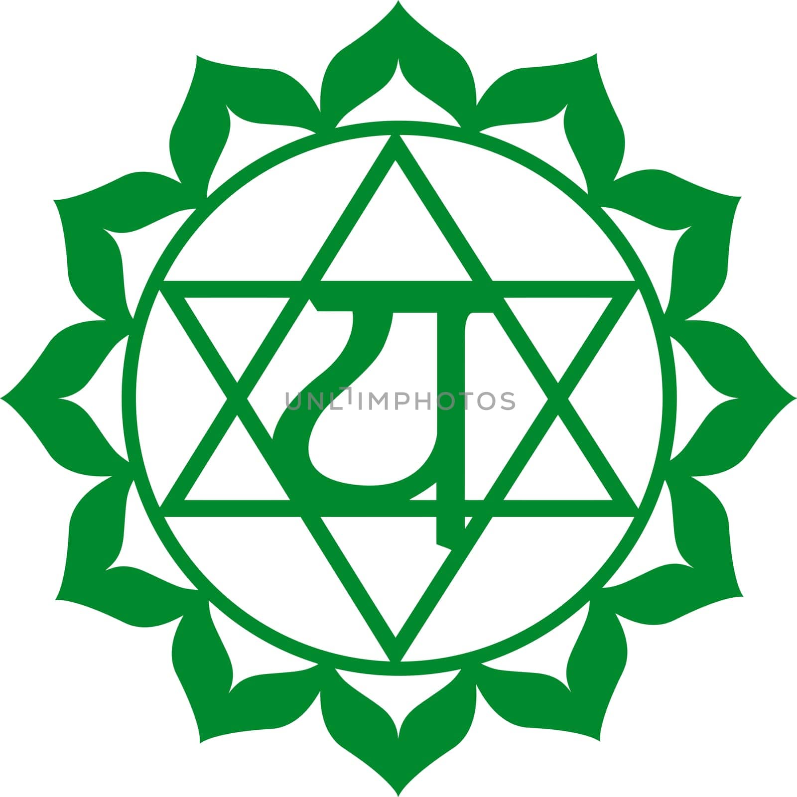 chakra energy green heart love meditation yoga hindu illustration