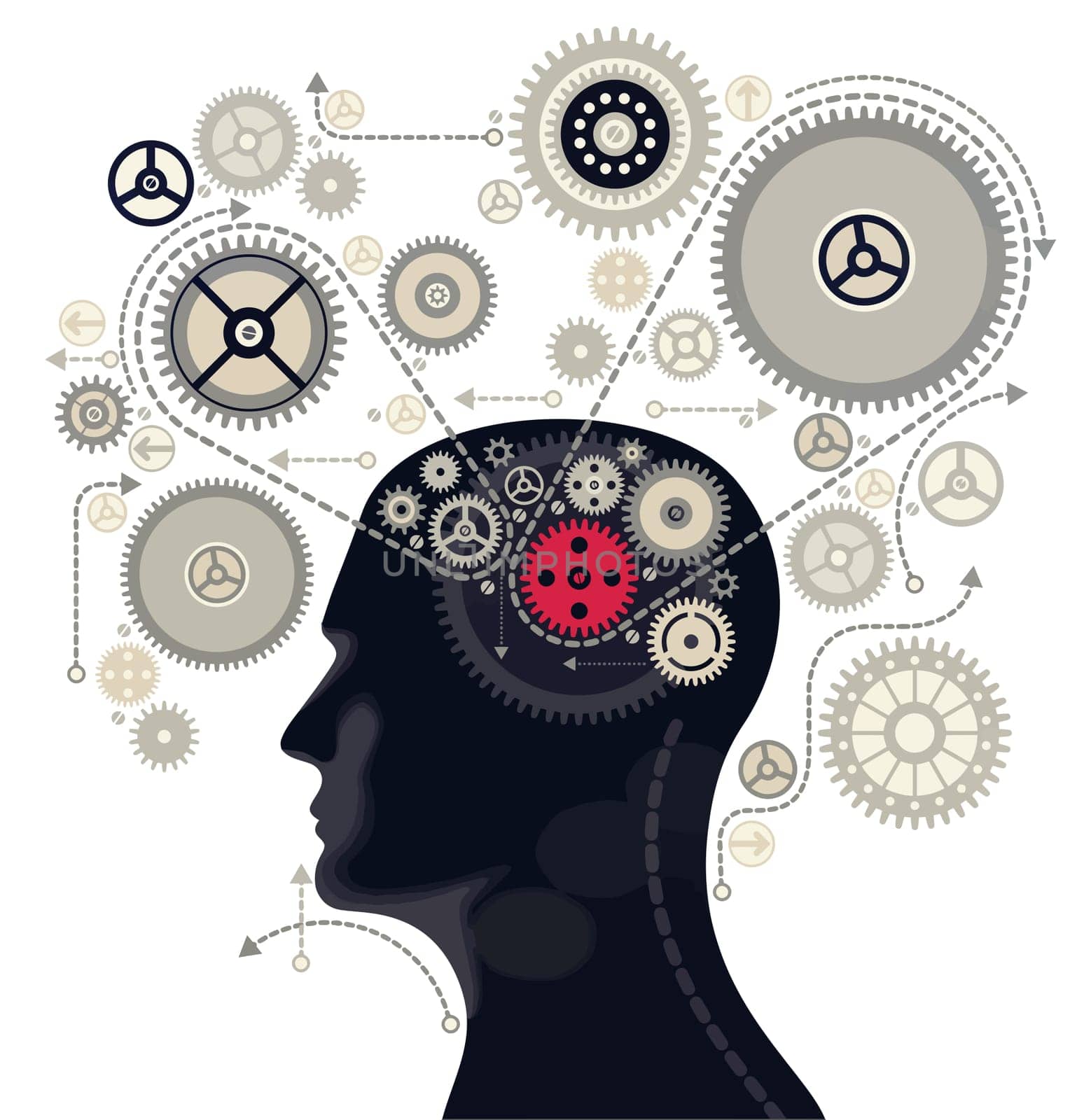 mechanical mind brain learning ideas illustration