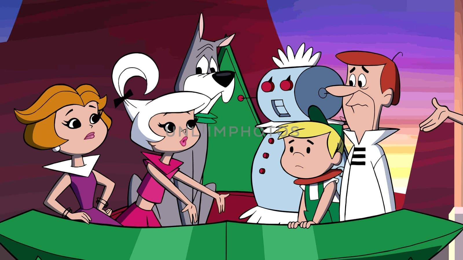 the jetsons characters cartoon futuristic illustration flying saucer