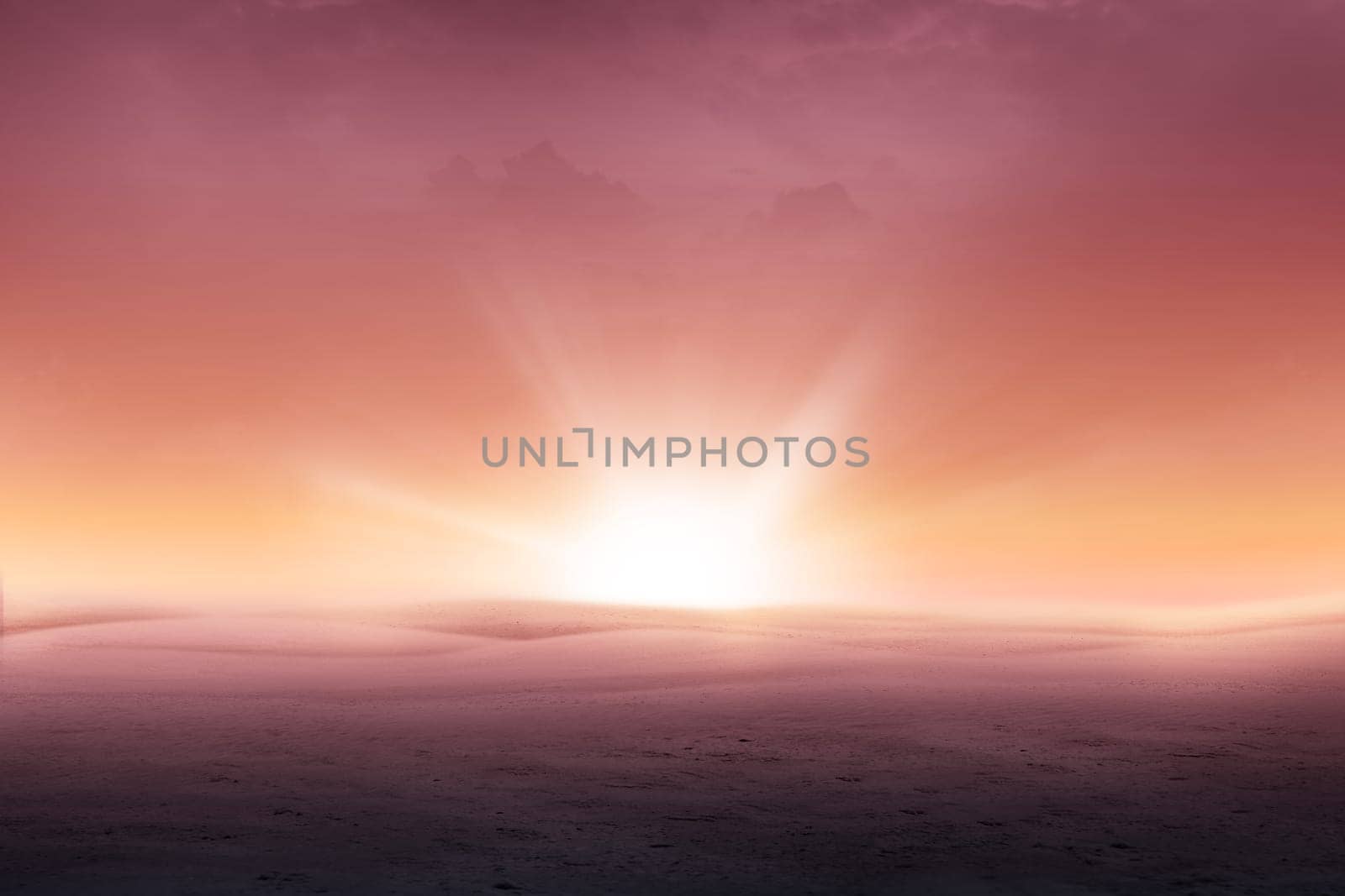 Views of sand dunes on the desert with dawn background