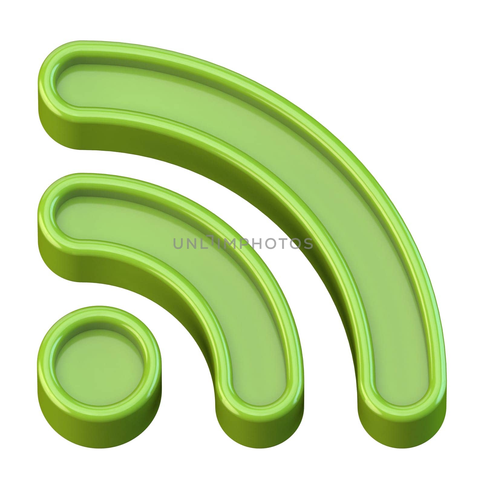Green Wi Fi sign 3D rendering illustration isolated on white background