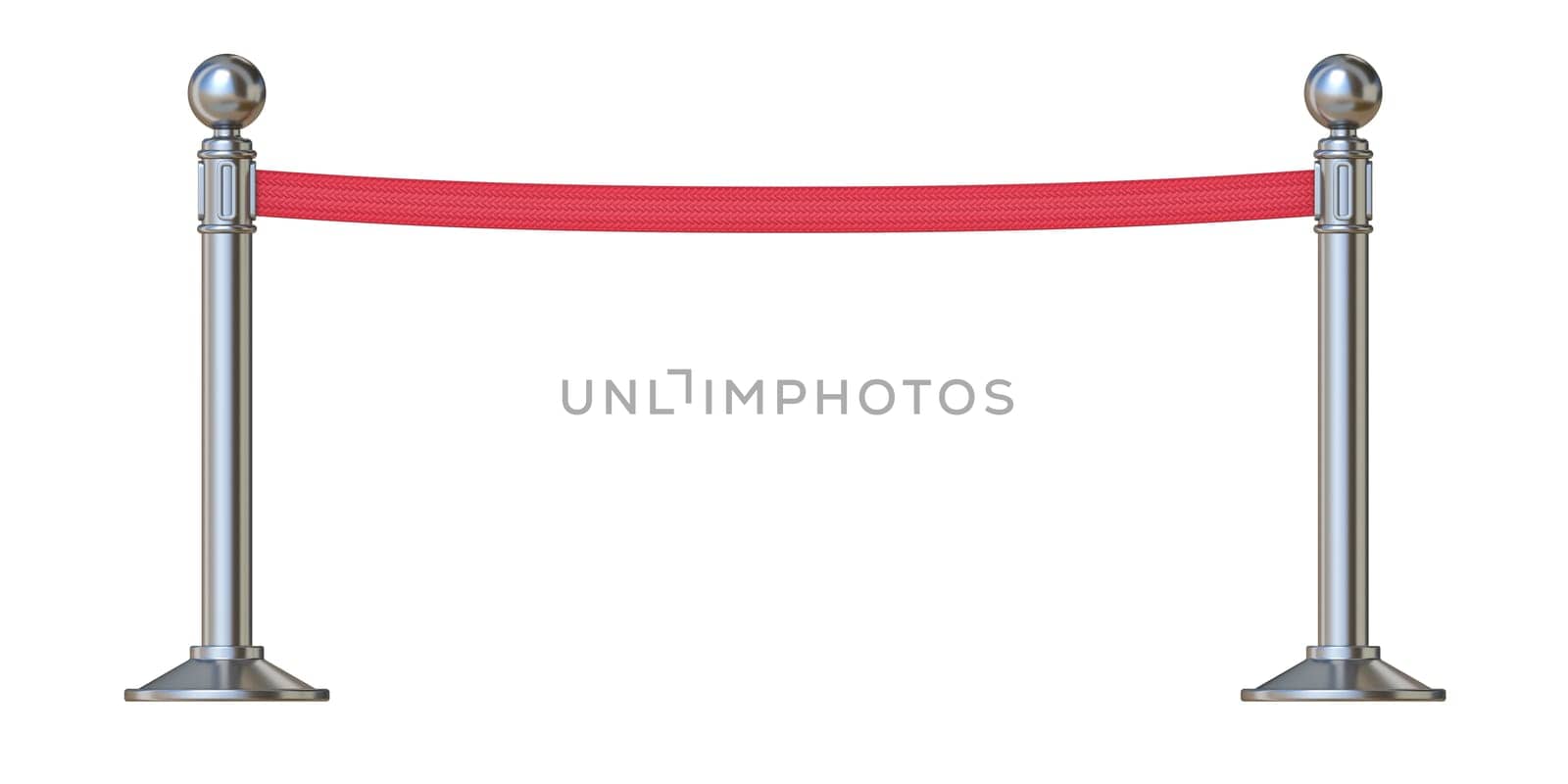 Red barrier tape 3D render illustration isolated on white background