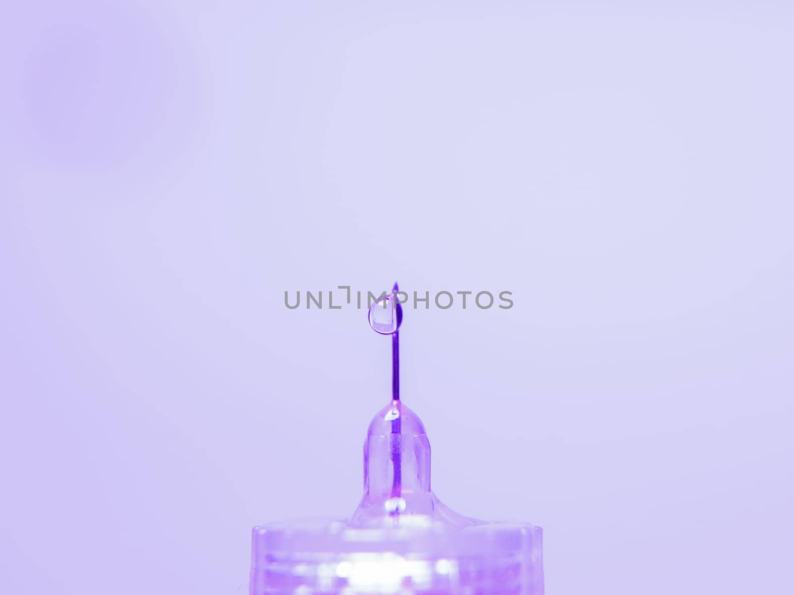 Diabetes syringe with needle closeup