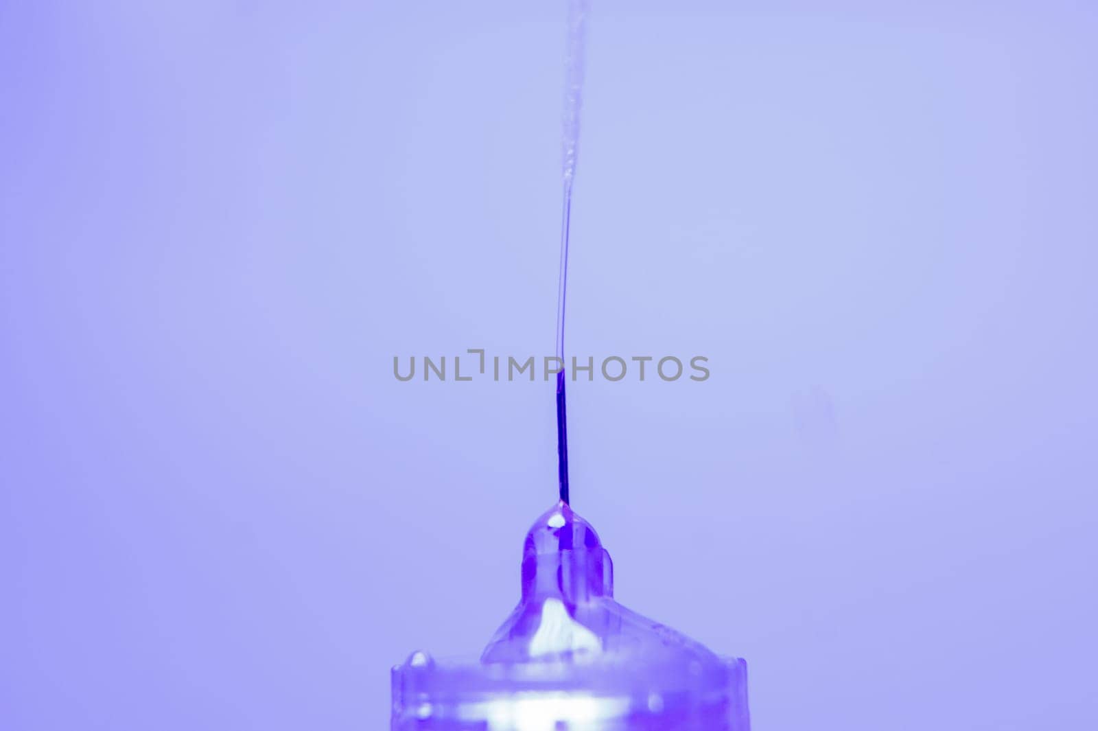 Diabetes syringe with needle closeup
