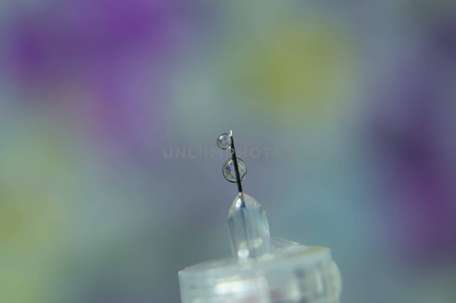 Diabetes syringe with needle closeup