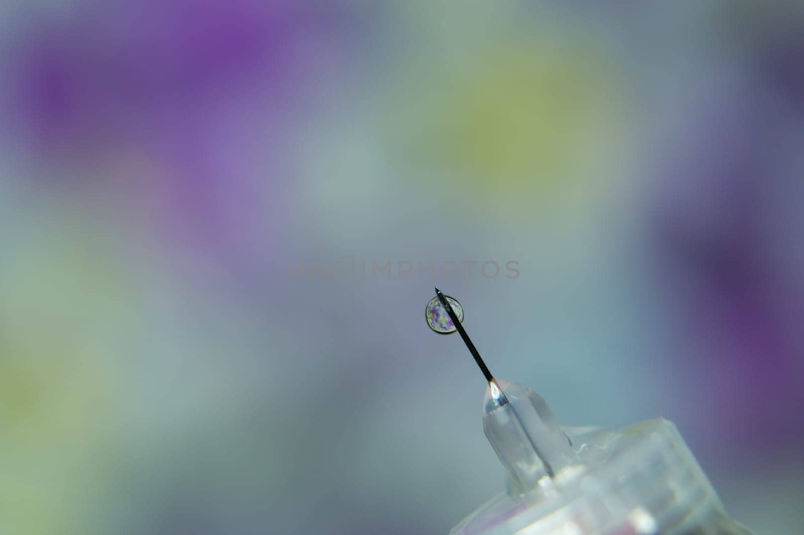 Diabetes syringe with needle closeup